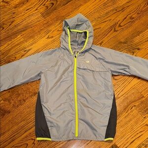 Gap fit boys grey with neon trim windbreaker size large